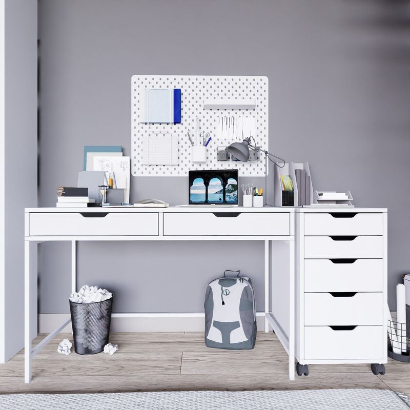 Casa si Gradina - Mobilier - Mese si birouri - Birouri - Birou studiu Hanah Home, PAL melaminat, 120 x 55 x 77.4 cm, alb, 350MWD1301 - Infinity.ro