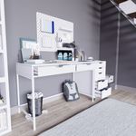 Casa si Gradina - Mobilier - Mese si birouri - Birouri - Birou studiu Hanah Home, PAL melaminat, 120 x 55 x 77.4 cm, alb, 350MWD1301 - Infinity.ro