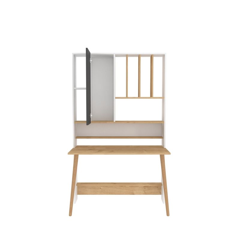Casa si Gradina - Mobilier - Mese si birouri - Birouri - Birou studiu Hanah Home, PAL melaminat, 120 x 60 x 196.6 cm, alb/stejar, 322RTC1319 - Infinity.ro