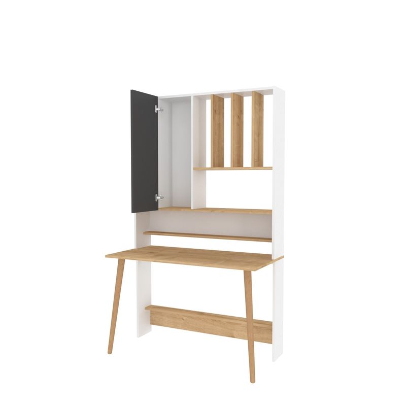 Casa si Gradina - Mobilier - Mese si birouri - Birouri - Birou studiu Hanah Home, PAL melaminat, 120 x 60 x 196.6 cm, alb/stejar, 322RTC1319 - Infinity.ro
