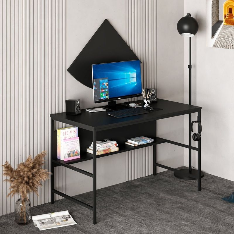 Casa si Gradina - Mobilier - Mese si birouri - Birouri - Birou studiu Hanah Home, PAL melaminat, 120 x 60 x 74 cm, negru, 506MNR3346 - Infinity.ro