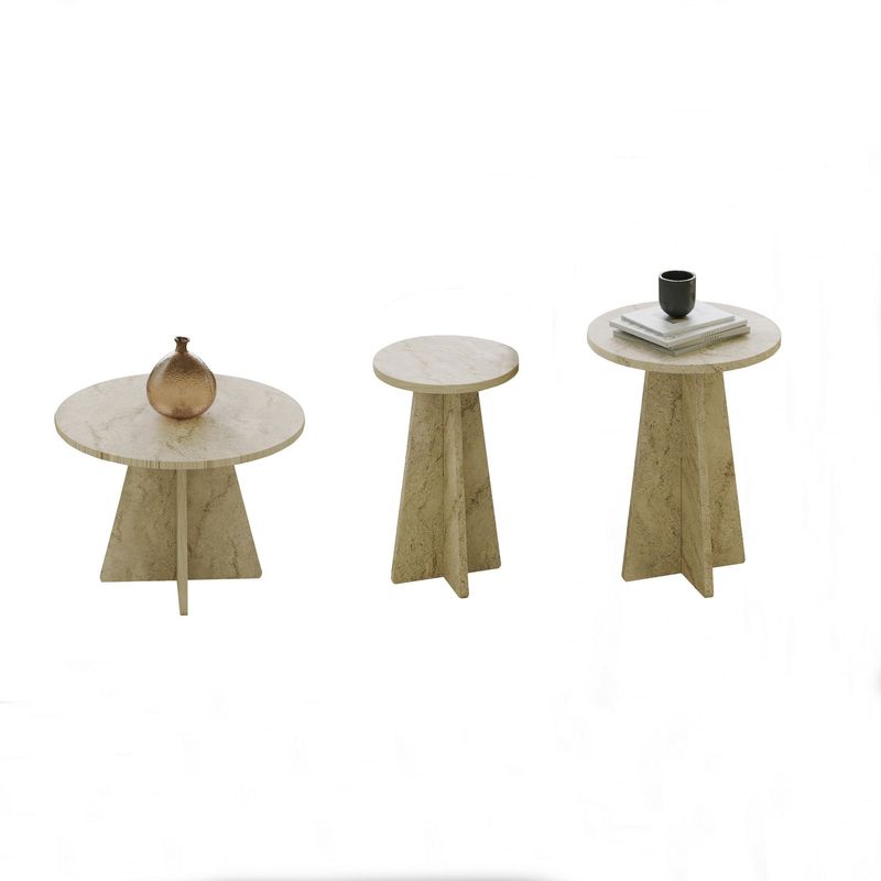 Casa si Gradina - Mobilier - Mese si birouri - Masute de cafea - Set măsuțe cafea Hanah Home, PAL melaminat, 60 x 60 x 40 cm, travertine, 552NOS2582 - Infinity.ro
