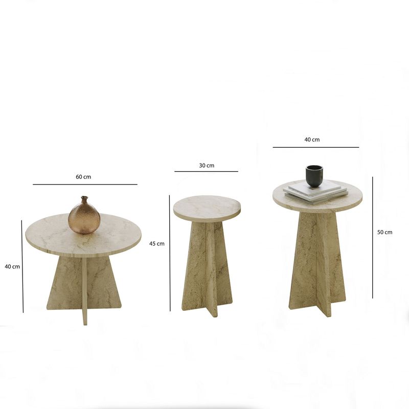 Casa si Gradina - Mobilier - Mese si birouri - Masute de cafea - Set măsuțe cafea Hanah Home, PAL melaminat, 60 x 60 x 40 cm, travertine, 552NOS2582 - Infinity.ro