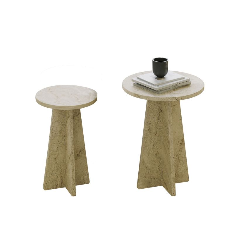 Casa si Gradina - Mobilier - Mese si birouri - Masute de cafea - Set măsuțe cafea Hanah Home, PAL melaminat, 40 x 40 x 50 cm, travertine, 552NOS2581 - Infinity.ro