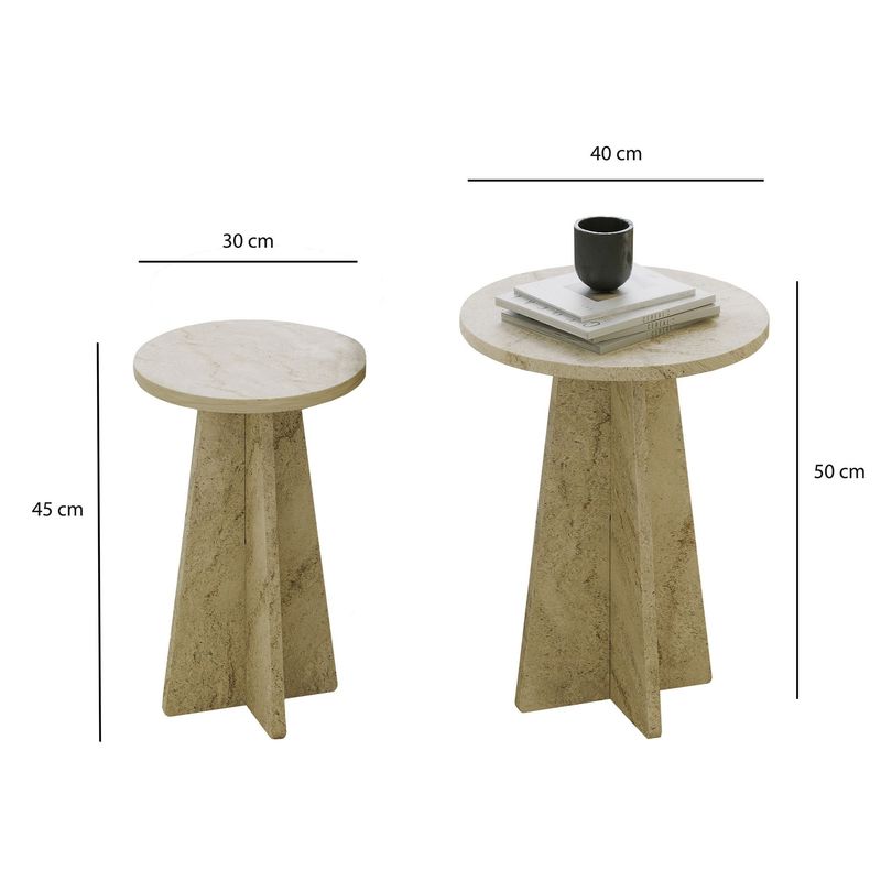 Casa si Gradina - Mobilier - Mese si birouri - Masute de cafea - Set măsuțe cafea Hanah Home, PAL melaminat, 40 x 40 x 50 cm, travertine, 552NOS2581 - Infinity.ro