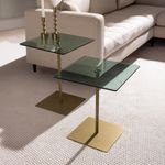 Casa si Gradina - Mobilier - Mese si birouri - Masute de cafea - Set măsuțe cafea Hanah Home, PAL melaminat, 40 x 40 x 45 cm, auriu/verde, 552NOS2580 - Infinity.ro