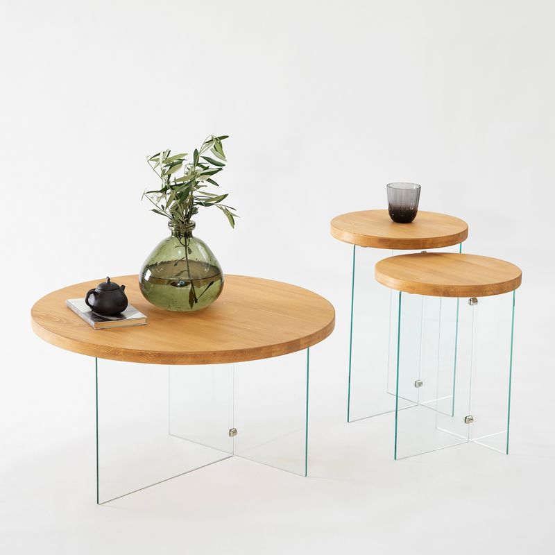 Casa si Gradina - Mobilier - Mese si birouri - Masute de cafea - Măsuță cafea Hanah Home, MDF, 70 x 40 cm, transparent/stejar, 552NOS2411 - Infinity.ro