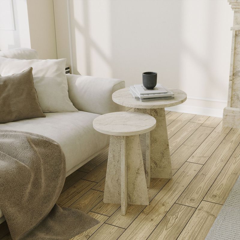 Casa si Gradina - Mobilier - Mese si birouri - Masute de cafea - Set măsuțe cafea Hanah Home, PAL melaminat, 40 x 40 x 50 cm, travertine, 552NOS2581 - Infinity.ro