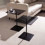 Casa si Gradina - Mobilier - Mese si birouri - Masute de cafea - Set măsuțe cafea Hanah Home, PAL melaminat, 40 x 40 x 45 cm, negru/fume, 552NOS2577 - Infinity.ro