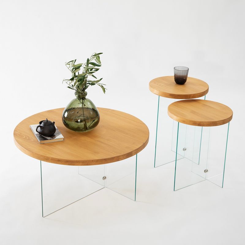 Casa si Gradina - Mobilier - Mese si birouri - Masute de cafea - Măsuță cafea Hanah Home, MDF, 70 x 40 cm, transparent/stejar, 552NOS2411 - Infinity.ro