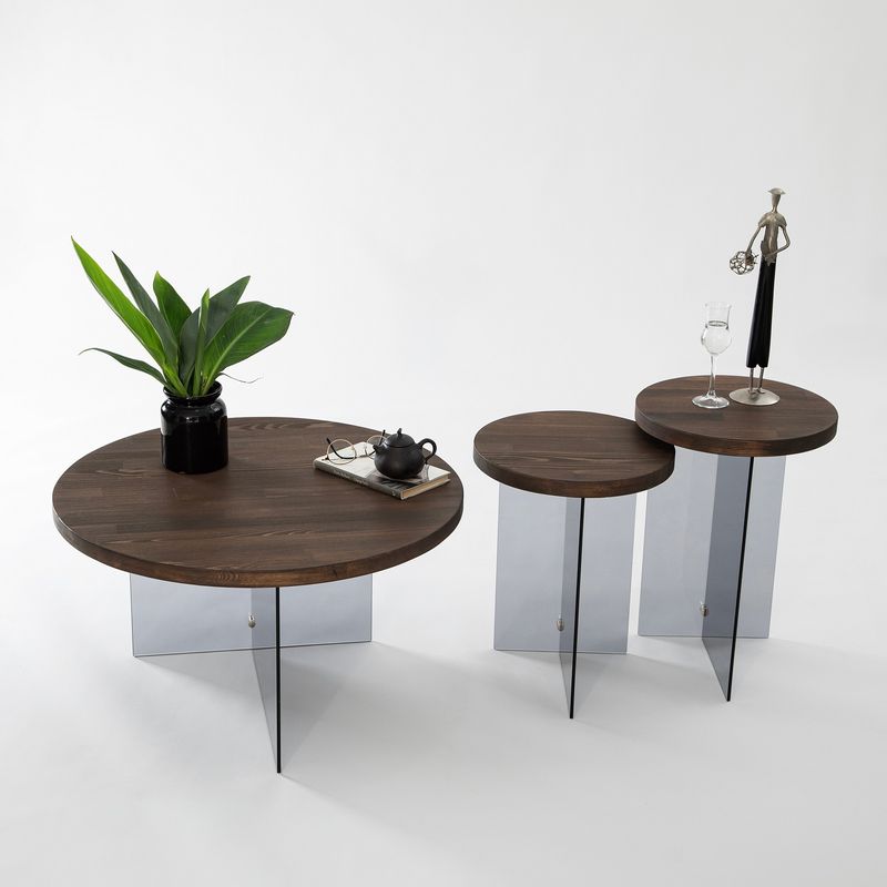 Casa si Gradina - Mobilier - Mese si birouri - Masute de cafea - Măsuță cafea Hanah Home, MDF, 70 x 40 cm, nuc/închis gri, 552NOS2409 - Infinity.ro