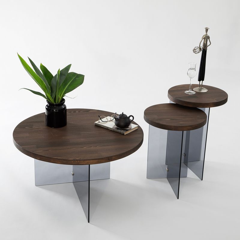 Casa si Gradina - Mobilier - Mese si birouri - Masute de cafea - Măsuță cafea Hanah Home, MDF, 70 x 40 cm, nuc/închis gri, 552NOS2409 - Infinity.ro