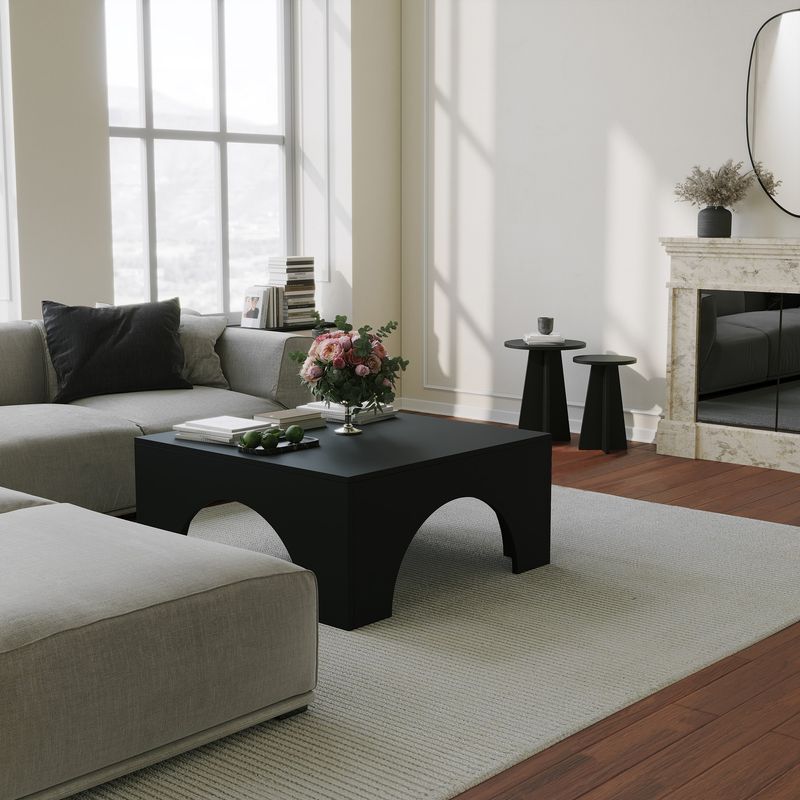 Casa si Gradina - Mobilier - Mese si birouri - Masute de cafea - Măsuță cafea Hanah Home, PAL melaminat, 80 x 80 x 37 cm, negru, 552NOS2498 - Infinity.ro