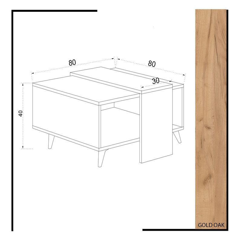 Casa si Gradina - Mobilier - Mese si birouri - Masute de cafea - Măsuță cafea Hanah Home, PAL melaminat, 80 x 80 x 40 cm, stejar/alb, 811MDD2808 - Infinity.ro