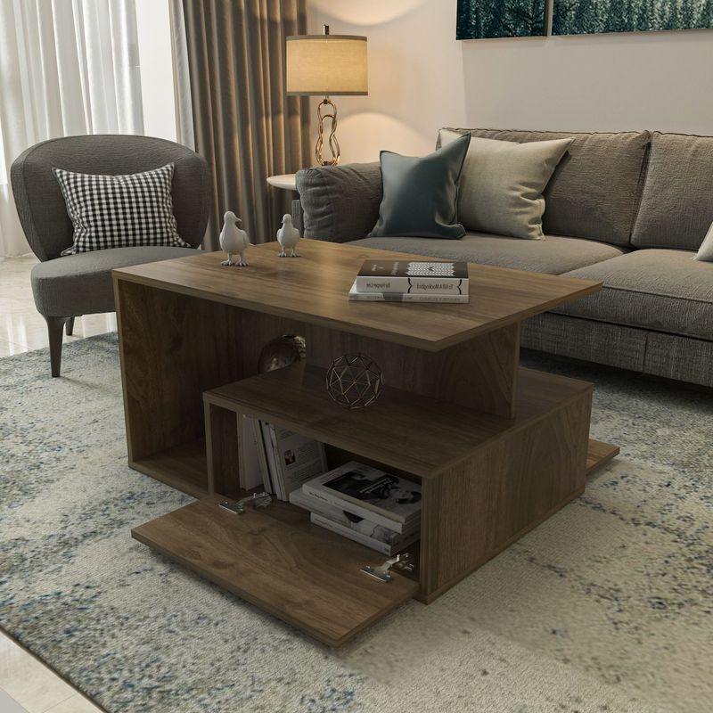 Casa si Gradina - Mobilier - Mese si birouri - Masute de cafea - Măsuță cafea Hanah Home, PAL melaminat, 90 x 60 x 48.6 cm, nuc, 875ZNA2815 - Infinity.ro