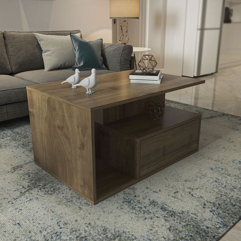 Casa si Gradina - Mobilier - Mese si birouri - Masute de cafea - Măsuță cafea Hanah Home, PAL melaminat, 90 x 60 x 48.6 cm, nuc, 875ZNA2815 - Infinity.ro