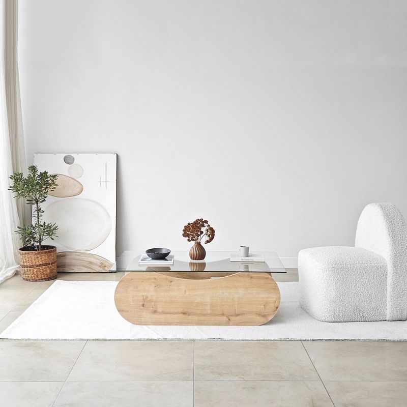 Casa si Gradina - Mobilier - Mese si birouri - Masute de cafea - Măsuță cafea Hanah Home, PAL melaminat, 105 x 65 x 35 cm, sapphire stejar/transparent, 552NOS2558 - Infinity.ro
