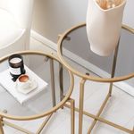 Casa si Gradina - Mobilier - Mese si birouri - Masute de cafea - Set măsuțe cafea Hanah Home, metal, 50 x 50 x 50 cm, auriu/fume, 552NOS1421 - Infinity.ro