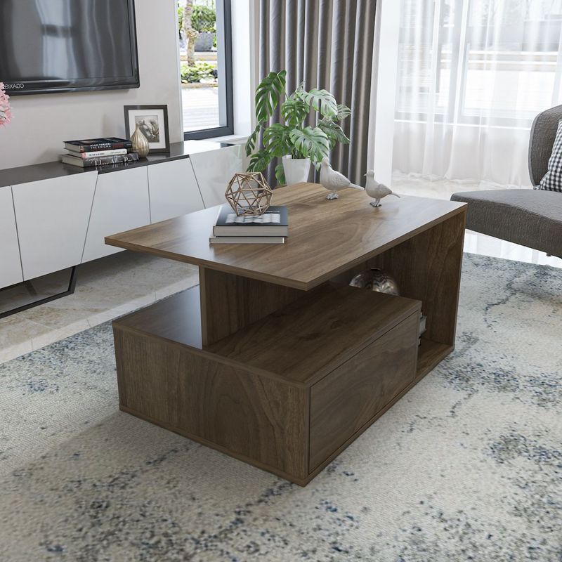 Casa si Gradina - Mobilier - Mese si birouri - Masute de cafea - Măsuță cafea Hanah Home, PAL melaminat, 90 x 60 x 48.6 cm, nuc, 875ZNA2815 - Infinity.ro
