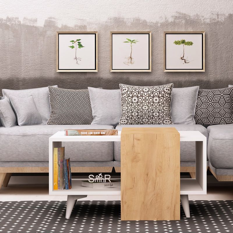 Casa si Gradina - Mobilier - Mese si birouri - Masute de cafea - Măsuță cafea Hanah Home, PAL melaminat, 80 x 80 x 40 cm, stejar/alb, 811MDD2808 - Infinity.ro