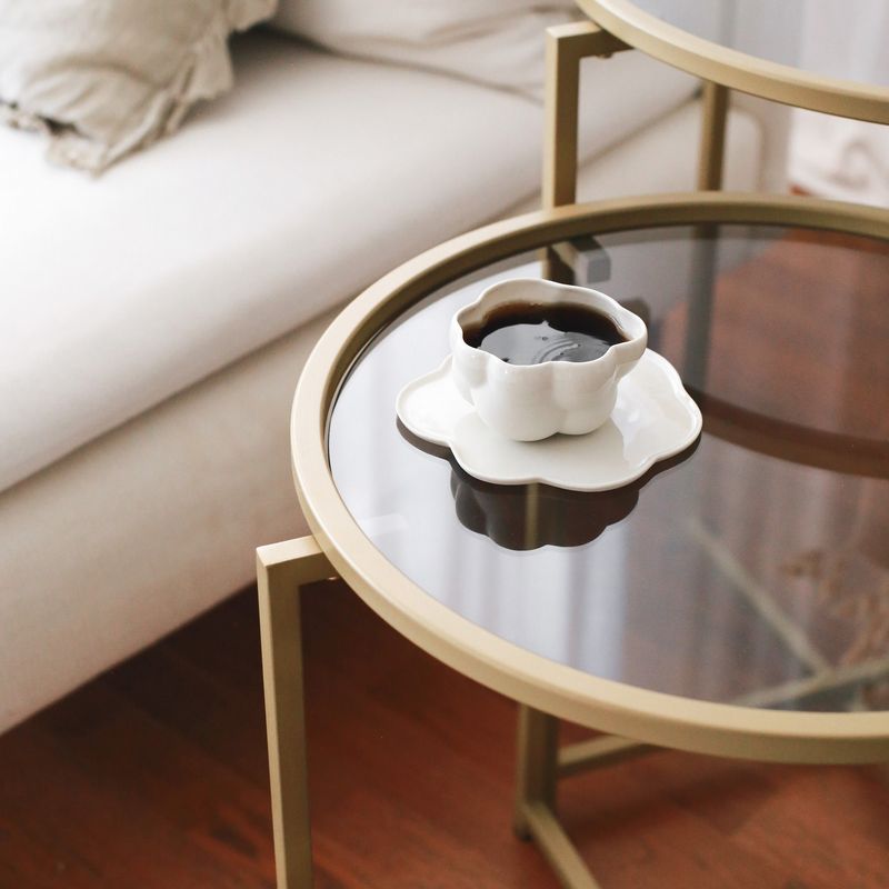 Casa si Gradina - Mobilier - Mese si birouri - Masute de cafea - Set măsuțe cafea Hanah Home, metal, 50 x 50 x 50 cm, auriu/fume, 552NOS1421 - Infinity.ro
