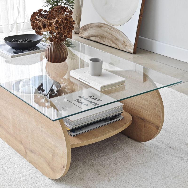 Casa si Gradina - Mobilier - Mese si birouri - Masute de cafea - Măsuță cafea Hanah Home, PAL melaminat, 105 x 65 x 35 cm, sapphire stejar/transparent, 552NOS2558 - Infinity.ro