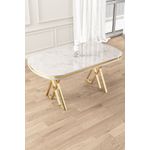 Casa si Gradina - Mobilier - Mese si birouri - Mese living - Masă dining Hanah Home, metal, 168 x 90 x 76 cm, alb marble/auriu, 240CHR2108 - Infinity.ro