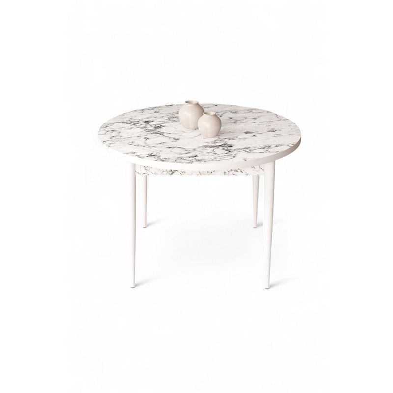 Casa si Gradina - Mobilier - Mese si birouri - Mese living - Masă dining Hanah Home, PAL melaminat, 90 x 90 x 75 cm, alb marble/alb, 240CHR2113 - Infinity.ro