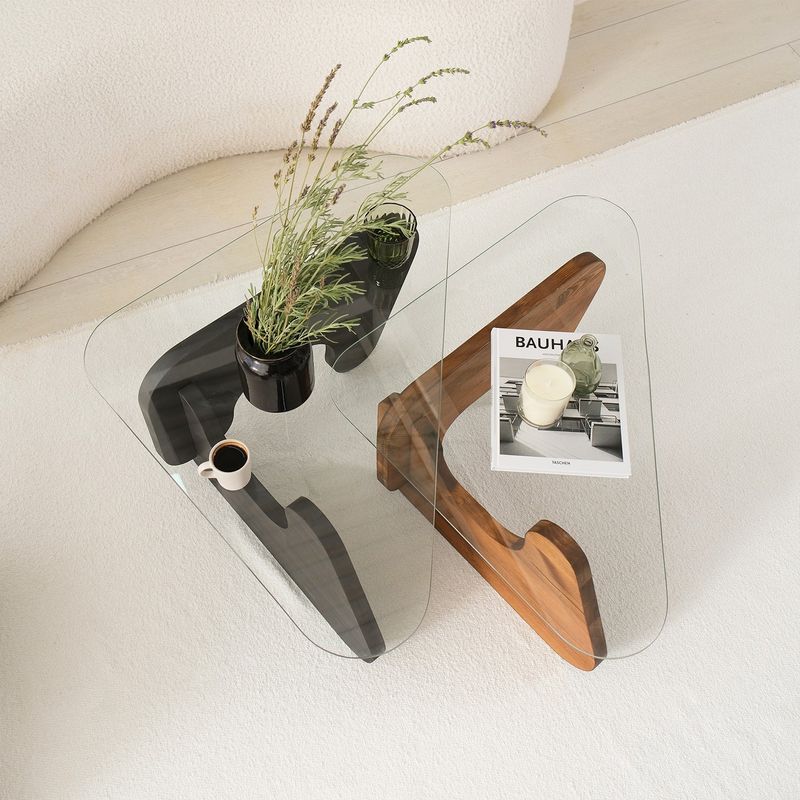 Casa si Gradina - Mobilier - Mese si birouri - Mese living - Set măsuțe nesting (2 bucăți) Hanah Home, pin, 94 x 72 x 39 cm, negru/chesnut, 552NOS2542 - Infinity.ro