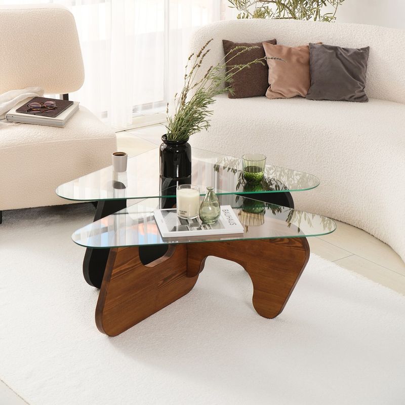Casa si Gradina - Mobilier - Mese si birouri - Mese living - Set măsuțe nesting (2 bucăți) Hanah Home, pin, 94 x 72 x 39 cm, negru/chesnut, 552NOS2542 - Infinity.ro