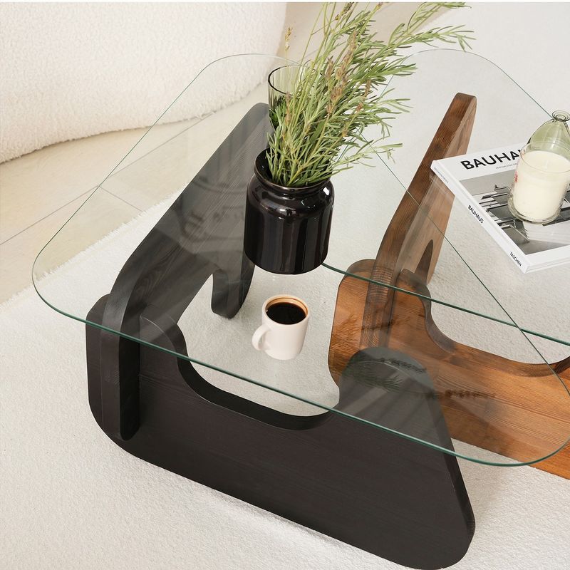 Casa si Gradina - Mobilier - Mese si birouri - Mese living - Set măsuțe nesting (2 bucăți) Hanah Home, pin, 94 x 72 x 39 cm, negru/chesnut, 552NOS2542 - Infinity.ro