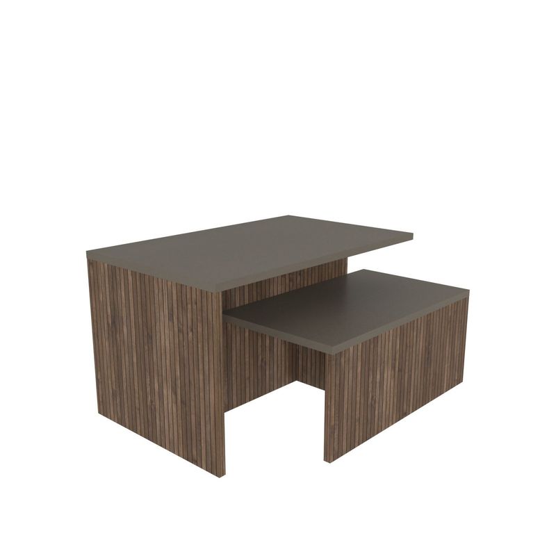Casa si Gradina - Mobilier - Mese si birouri - Mese living - Set măsuțe nesting (2 bucăți) Hanah Home, PAL melaminat, 72 x 45 x 42 cm, taupe/stejar, 875ZNA3306 - Infinity.ro