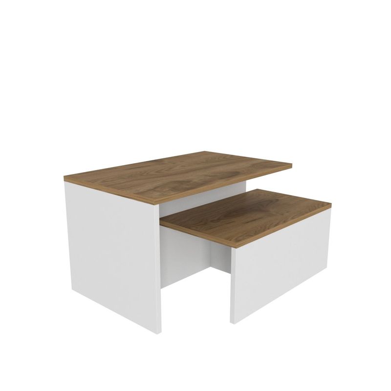 Casa si Gradina - Mobilier - Mese si birouri - Mese living - Set măsuțe nesting (2 bucăți) Hanah Home, PAL melaminat, 72 x 45 x 42 cm, stejar/alb, 875ZNA3305 - Infinity.ro