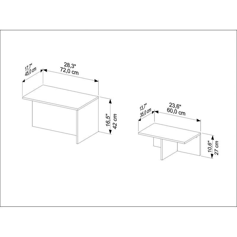 Casa si Gradina - Mobilier - Mese si birouri - Mese living - Set măsuțe nesting (2 bucăți) Hanah Home, PAL melaminat, 72 x 45 x 42 cm, stejar/alb, 875ZNA3305 - Infinity.ro