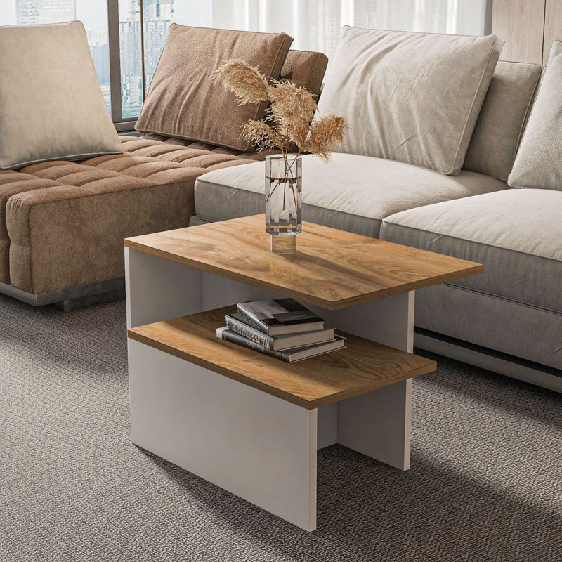Casa si Gradina - Mobilier - Mese si birouri - Mese living - Set măsuțe nesting (2 bucăți) Hanah Home, PAL melaminat, 72 x 45 x 42 cm, stejar/alb, 875ZNA3305 - Infinity.ro