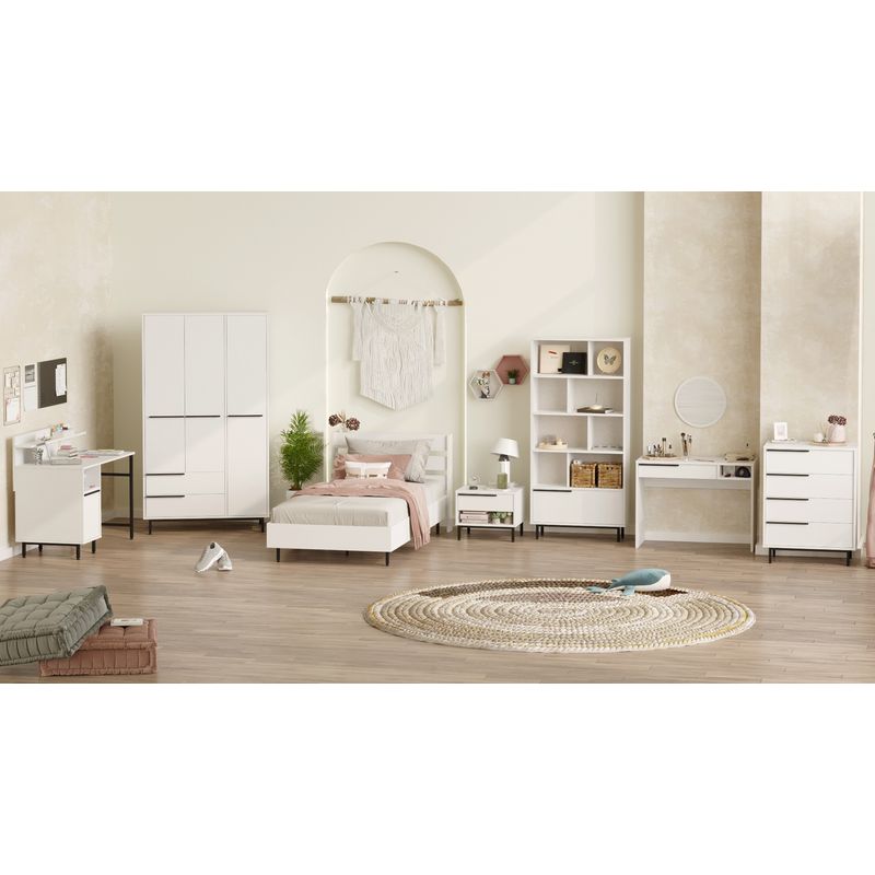 Casa si Gradina - Mobilier - Mobilier copii - Mobilier camera copiilor - Set cameră tânăr Hanah Home, PAL melaminat, 205.6 x 108.5 x 86 cm, alb, 956LCS2564 - Infinity.ro
