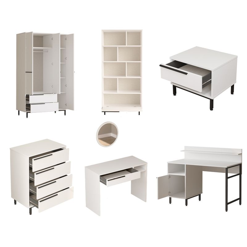 Casa si Gradina - Mobilier - Mobilier copii - Mobilier camera copiilor - Set cameră tânăr Hanah Home, PAL melaminat, 205.6 x 108.5 x 86 cm, alb, 956LCS2564 - Infinity.ro