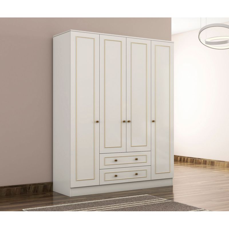 Casa si Gradina - Mobilier - Mobilier copii - Mobilier camera copiilor - Set cameră tânăr Hanah Home, PAL melaminat, 90 x 52 x 180 cm, alb mat, 167RAB2305 - Infinity.ro