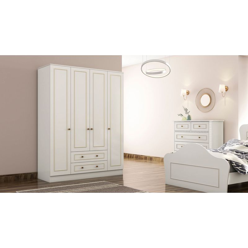 Casa si Gradina - Mobilier - Mobilier copii - Mobilier camera copiilor - Set cameră tânăr Hanah Home, PAL melaminat, 90 x 52 x 180 cm, alb mat, 167RAB2305 - Infinity.ro