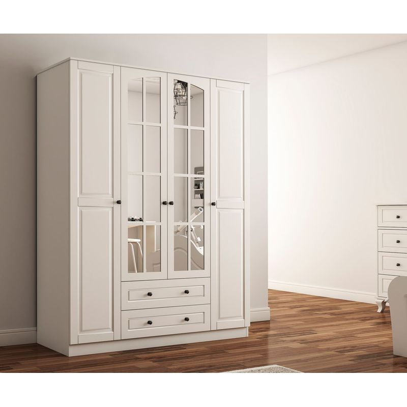 Casa si Gradina - Mobilier - Mobilier copii - Mobilier camera copiilor - Set cameră tânăr Hanah Home, PAL melaminat, 140 x 52 x 184 cm, alb mat, 167RAB2301 - Infinity.ro