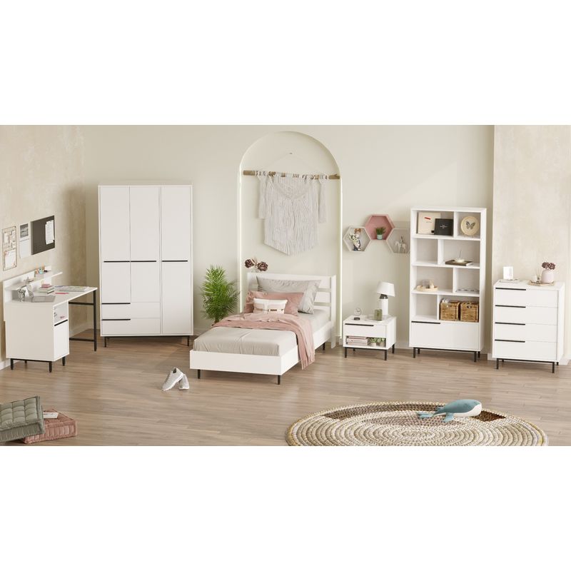 Casa si Gradina - Mobilier - Mobilier copii - Mobilier camera copiilor - Set cameră tânăr Hanah Home, PAL melaminat, 205.6 x 108.5 x 86 cm, alb, 956LCS2561 - Infinity.ro