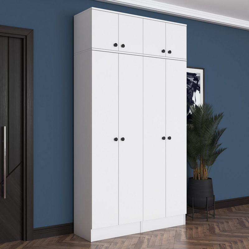 Casa si Gradina - Mobilier - Organizare si depozitare - Cuiere - Cuier hol Hanah Home, PAL melaminat, 119.6 x 37.5 x 226.4 cm, alb, 893RAN5469 - Infinity.ro