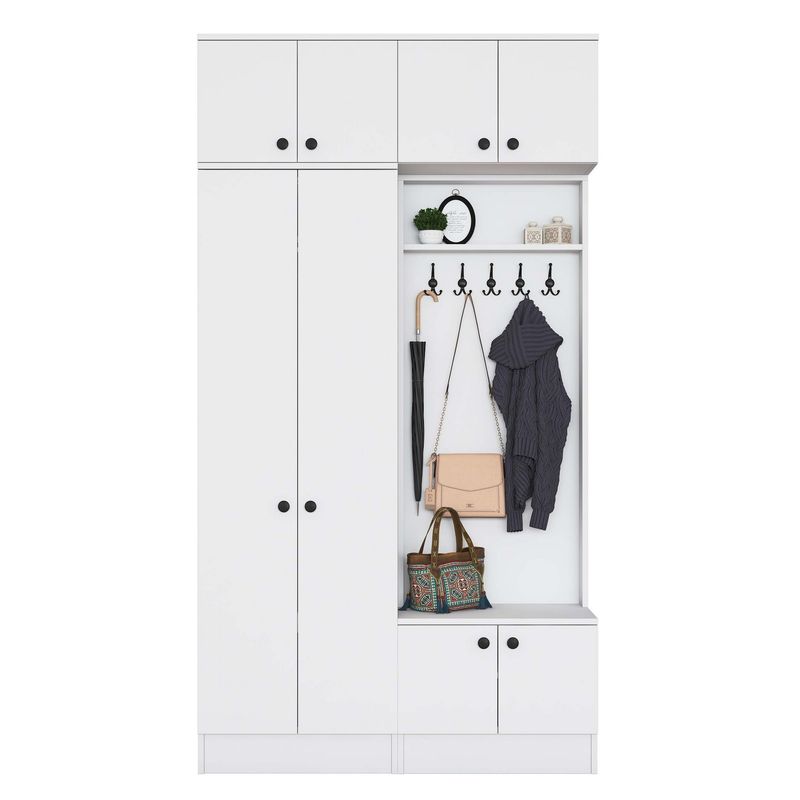Casa si Gradina - Mobilier - Organizare si depozitare - Cuiere - Cuier hol Hanah Home, PAL melaminat, 119.6 x 37.5 x 226.4 cm, alb, 893RAN5466 - Infinity.ro
