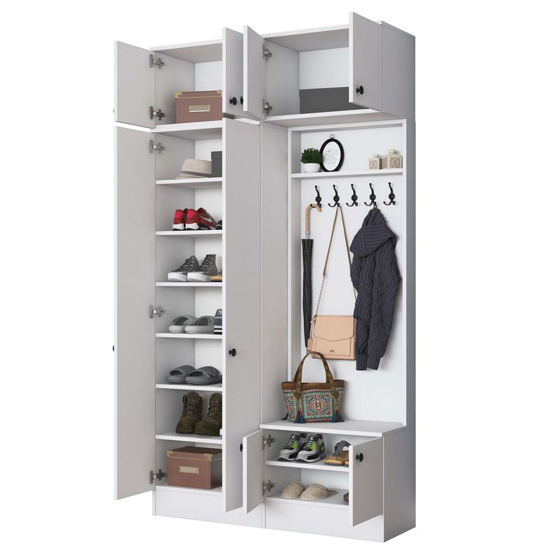 Casa si Gradina - Mobilier - Organizare si depozitare - Cuiere - Cuier hol Hanah Home, PAL melaminat, 119.6 x 37.5 x 226.4 cm, alb, 893RAN5466 - Infinity.ro