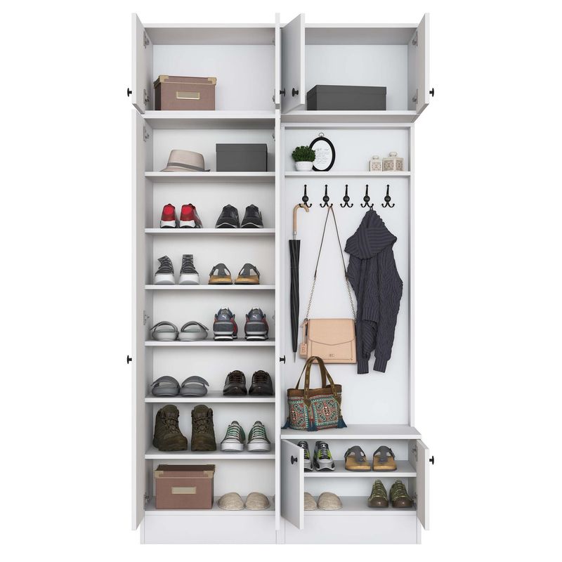 Casa si Gradina - Mobilier - Organizare si depozitare - Cuiere - Cuier hol Hanah Home, PAL melaminat, 119.6 x 37.5 x 226.4 cm, alb, 893RAN5466 - Infinity.ro