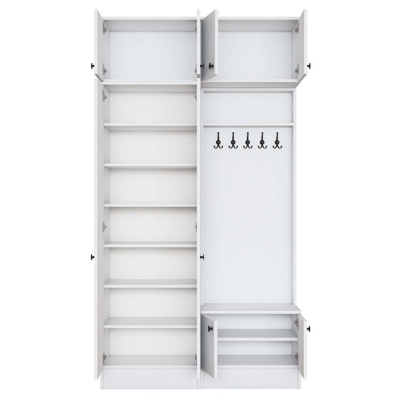 Casa si Gradina - Mobilier - Organizare si depozitare - Cuiere - Cuier hol Hanah Home, PAL melaminat, 119.6 x 37.5 x 226.4 cm, alb, 893RAN5466 - Infinity.ro