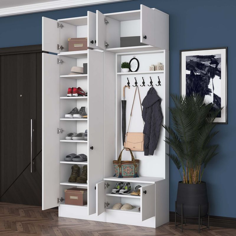 Casa si Gradina - Mobilier - Organizare si depozitare - Cuiere - Cuier hol Hanah Home, PAL melaminat, 119.6 x 37.5 x 226.4 cm, alb, 893RAN5466 - Infinity.ro