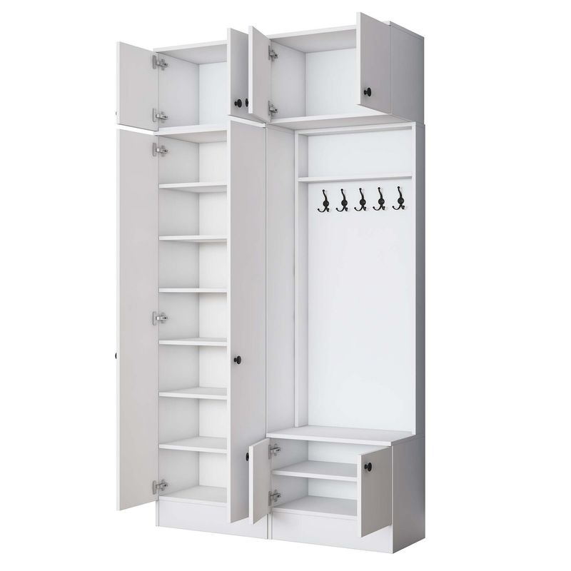 Casa si Gradina - Mobilier - Organizare si depozitare - Cuiere - Cuier hol Hanah Home, PAL melaminat, 119.6 x 37.5 x 226.4 cm, alb, 893RAN5466 - Infinity.ro