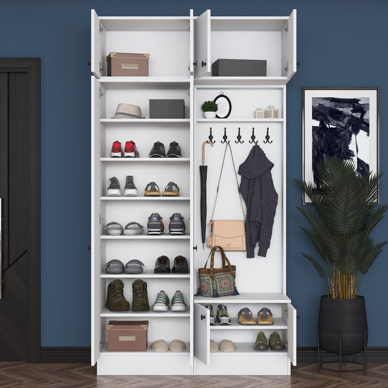 Casa si Gradina - Mobilier - Organizare si depozitare - Cuiere - Cuier hol Hanah Home, PAL melaminat, 119.6 x 37.5 x 226.4 cm, alb, 893RAN5466 - Infinity.ro