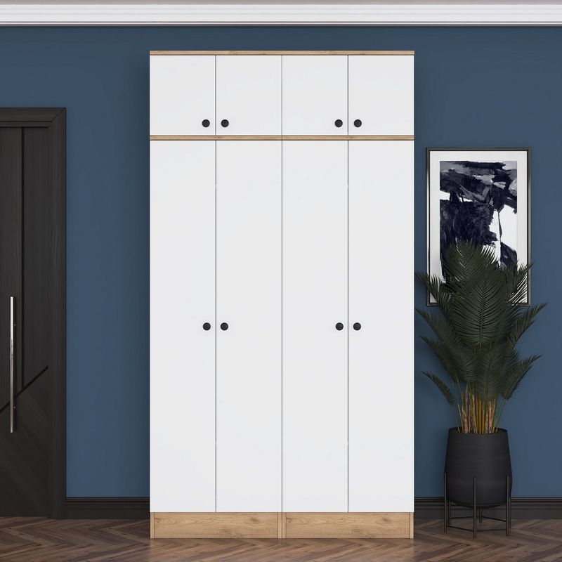 Casa si Gradina - Mobilier - Organizare si depozitare - Cuiere - Cuier hol Hanah Home, PAL melaminat, 119.6 x 37.5 x 226.4 cm, nuc/alb, 893RAN5470 - Infinity.ro